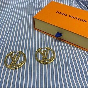 Louis Vuitton Gold Logo Earrings